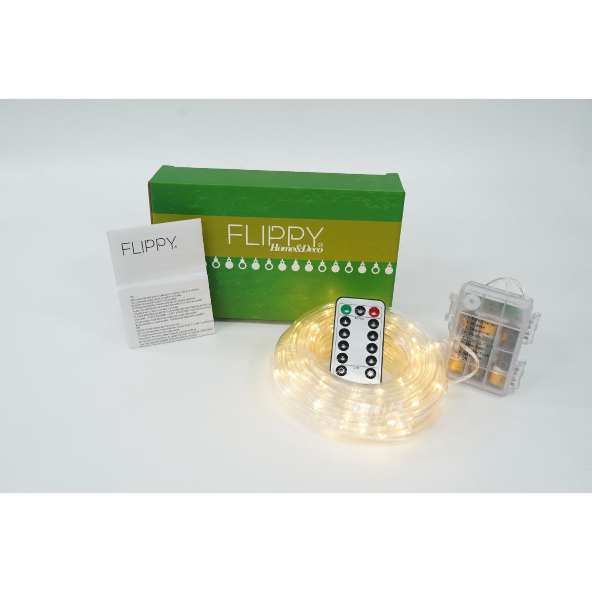 Instalatie Craciun Furtun Luminos Flippy, 10 m, 100 LED-uri, Alb Cald, Baterii-4