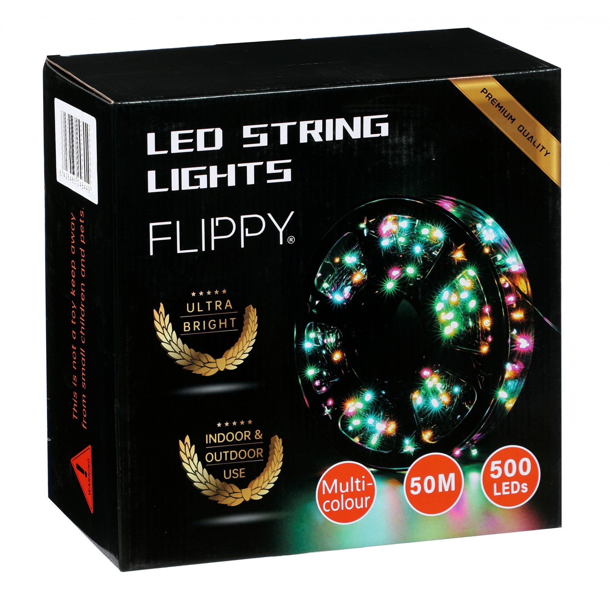 Instalatie Craciun liniara, fir negru, cu transformator, 50m, alb cald, 500 LED-uri V5, 8 jocuri de lumini, Flippy-2