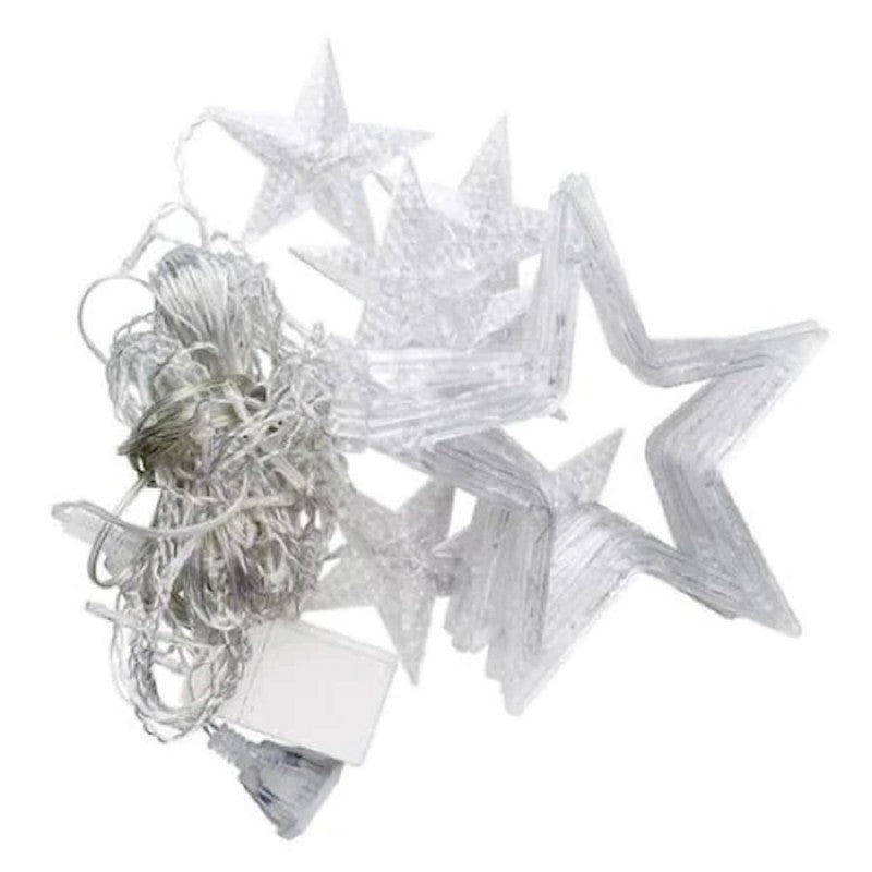 Instalatie Craciun Perdea luminoasa ploaie 12 Stele, mari si mici, interconectabila, 3m, Multicolor