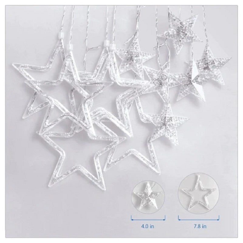 Instalatie Craciun Perdea luminoasa ploaie 12 Stele, mari si mici, interconectabila, 3m, Multicolor