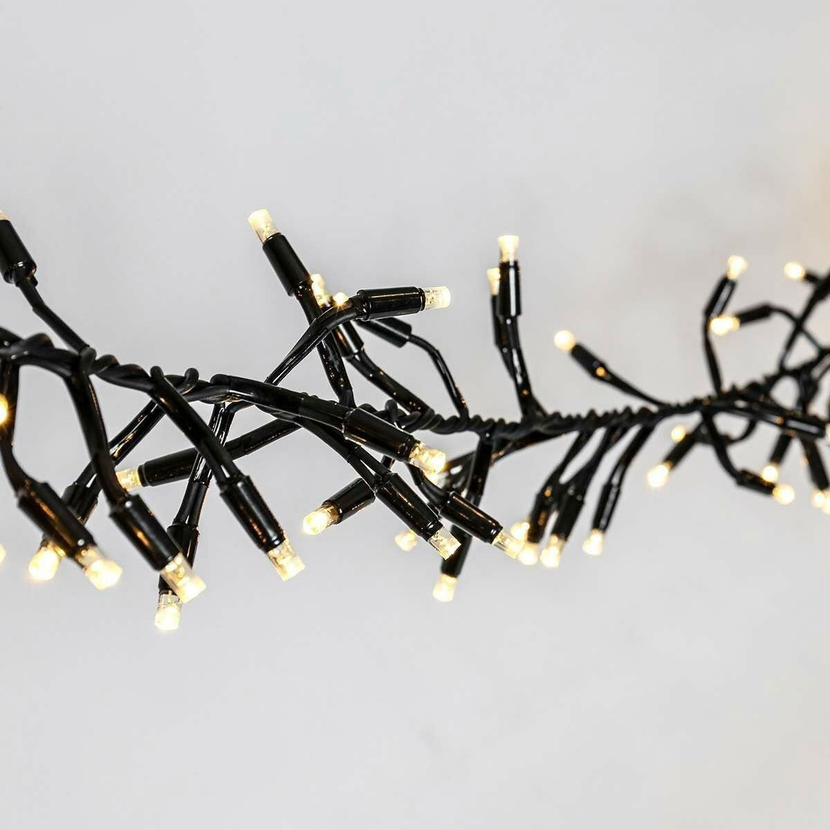 Instalatie Craciun Profesionala de Exterior IP65, 30 m, 300 Led-uri Mari ,Liniara, Alb cald, Interconectabila, Prelungitor 6.5 m inclus, Fir Negru, Flippy-1