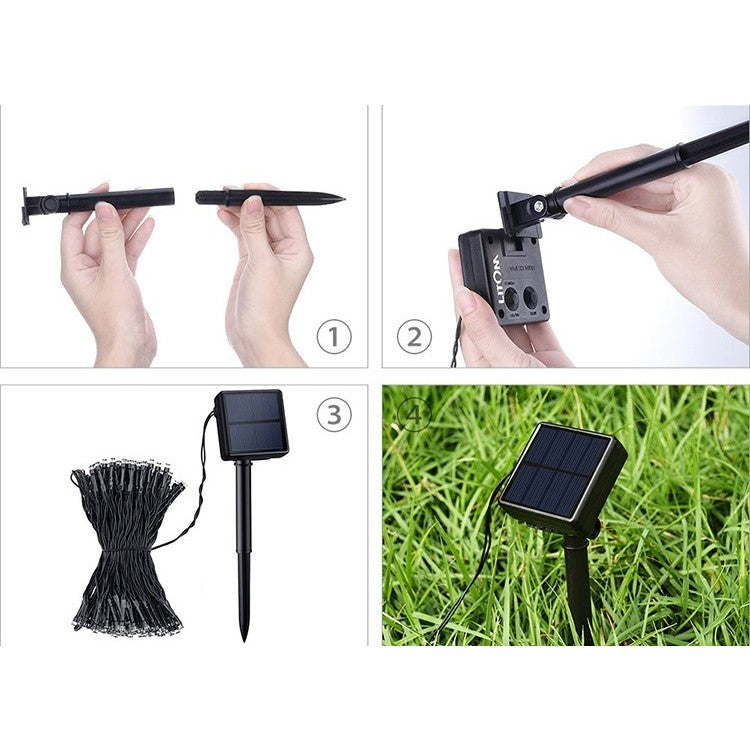 Instalatie Craciun, Tip Globuri de cristal, 200 Led-uri, 22 metri, Alb rece, Energie solara, Senzor de lumina, Flippy-3