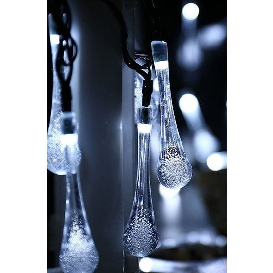 Instalatie Craciun, Tip Picaturi, 20 Led-uri, 5 metri, Alb rece, Energie solara, Senzor de lumina, Flippy-1