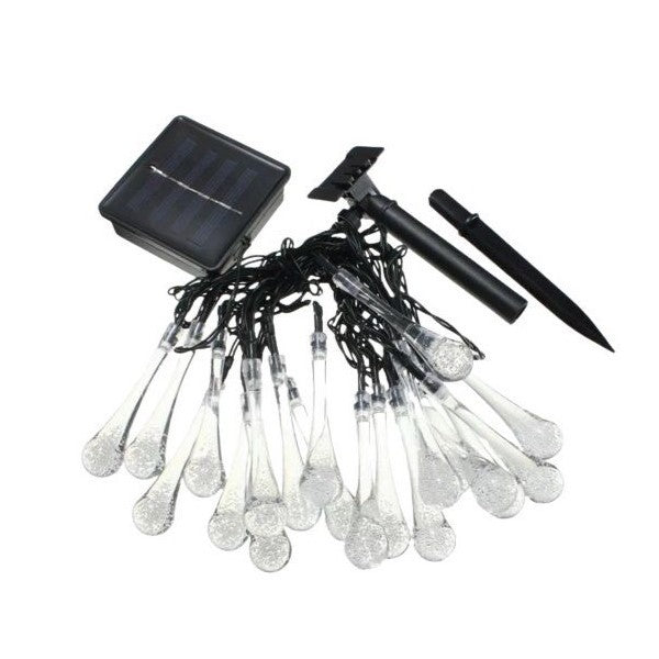Instalatie Craciun, Tip Picaturi, 20 Led-uri, 5 metri, Alb rece, Energie solara, Senzor de lumina, Flippy-0