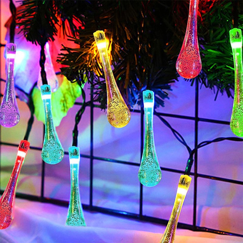 Instalatie Craciun, Tip Picaturi, 20 Led-uri, 5 metri, Multicolor, Energie solara, Senzor de lumina, Flippy-13