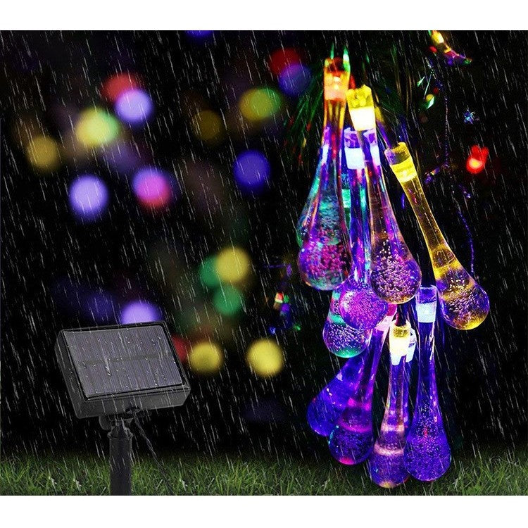 Instalatie Craciun, Tip Picaturi, 30 Led-uri, 6.5 metri, Multicolor, Energie solara, Senzor de lumina, Flippy-7