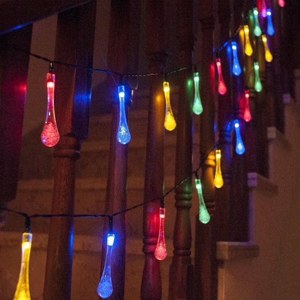 Instalatie Craciun, Tip Picaturi, 30 Led-uri, 6.5 metri, Multicolor, Energie solara, Senzor de lumina, Flippy-9
