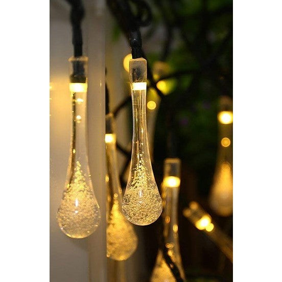 Instalatie Craciun, Tip Picaturi, 50 Led-uri, 9.5 metri, Alb cald, Energie solara, Senzor de lumina, Flippy-9