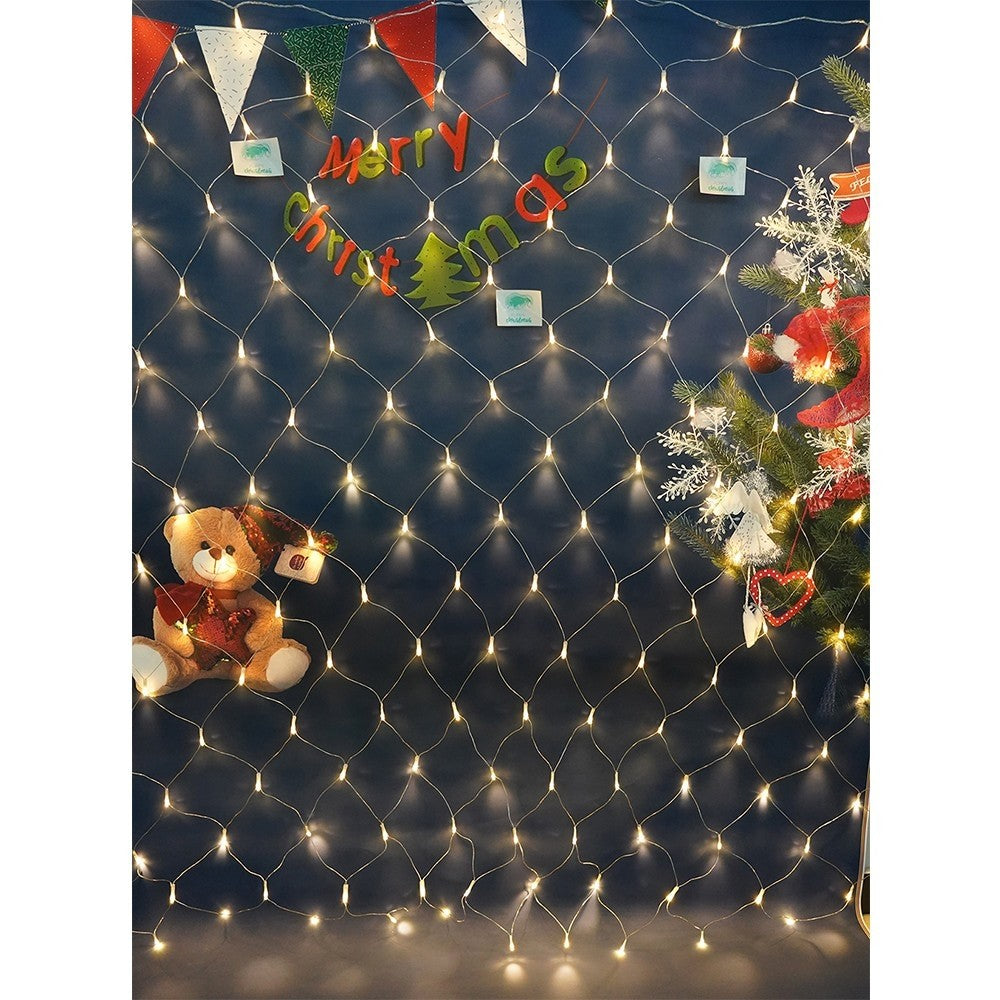 Instalatie Craciun, Tip Plasa, 3 m x 3 m, 320 LED-uri, Alb cald, 8 jocuri de lumini, Transformator cu telecomanda, Interconectabila, Prelungitor 5 m inclus, Fir transparent, Flippy-4