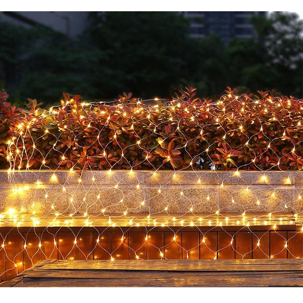 Instalatie Craciun, Tip Plasa, IP 44, 21 x 1 m, 1120 LED-uri, Alb cald, 8 jocuri de lumini, Transformator fara telecomanda, Interconectabila, Prelungitor 5 m inclus, Fir transparent, Flippy-3