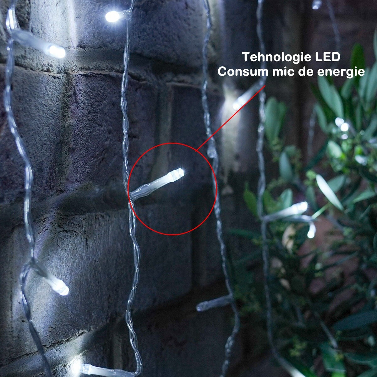 Instalatie Craciun Yoto, Tip Perdea, 3 m x 3 m, 320 LED-uri, Prelungitor 1.5 m, 8 Jocuri de Lumini, Interconectabila, Fir transparent, Interior/Exterior, Alb Rece-3
