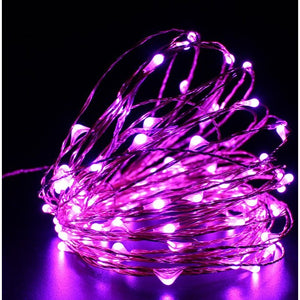Instalatie de Craciun cu Baterii Fir Cupru Tip Sir 5 m 50 LED -uri Roz-0