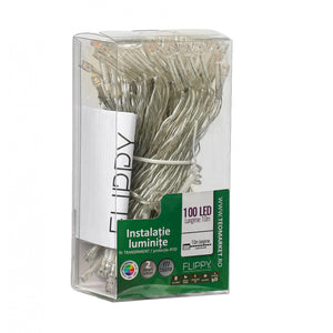 Instalatie de Craciun cu Baterii Tip Liniar, 2 jocuri de lumini, Fir Transparent 10 m 100 LED -uri, Multicolor-0