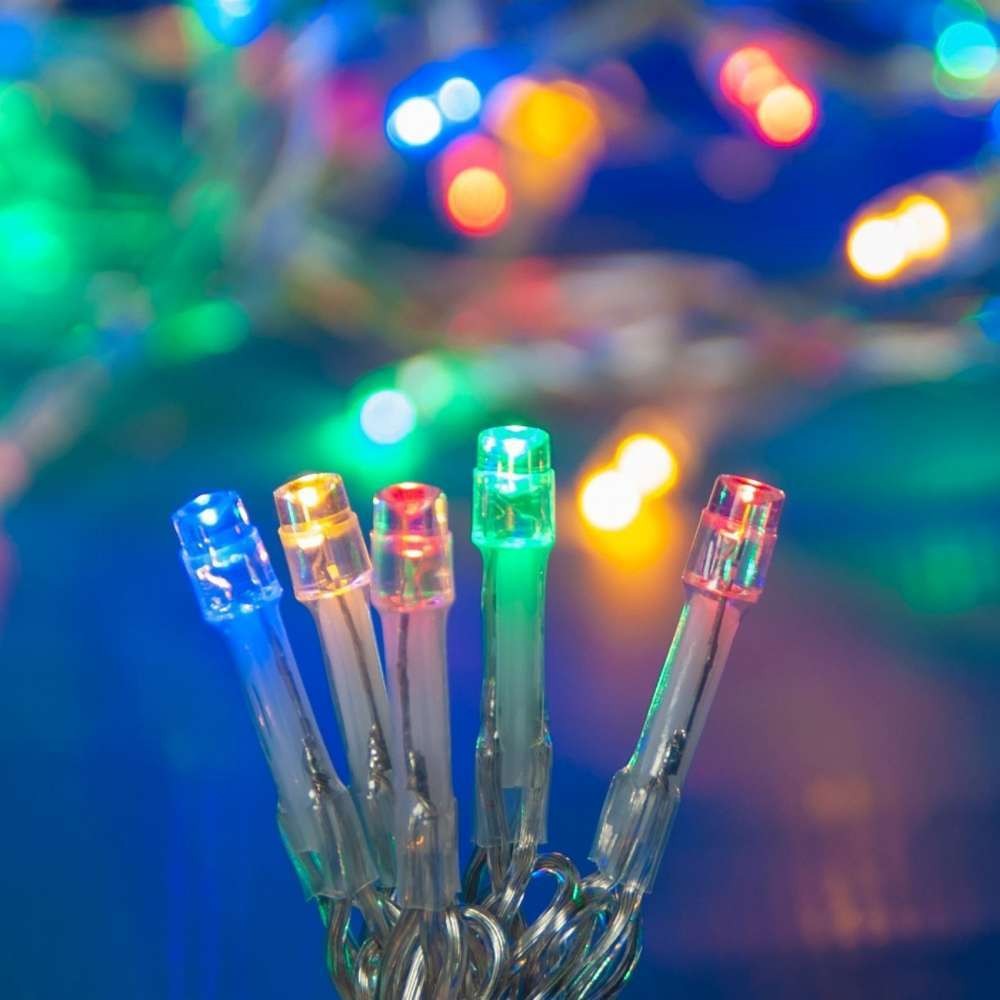 Instalatie de Craciun cu Baterii Tip Liniar, 2 jocuri de lumini, Fir Transparent 2 m 20 LED -uri, Multicolor-4