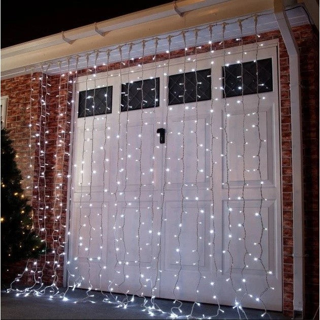 Instalatie de Craciun Flippy® Tip Perdea, 3 x 3 m, 320 LED-uri, Interconectabila, Alb Rece-0