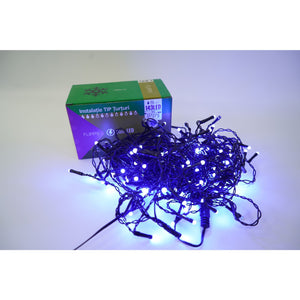 Instalatie de Craciun Flippy® Tip Turturi, Franjuri cu Flash, Sectiune 5 m, 143 LED-uri, Interconectabila, Fir Negru, Albastru-0