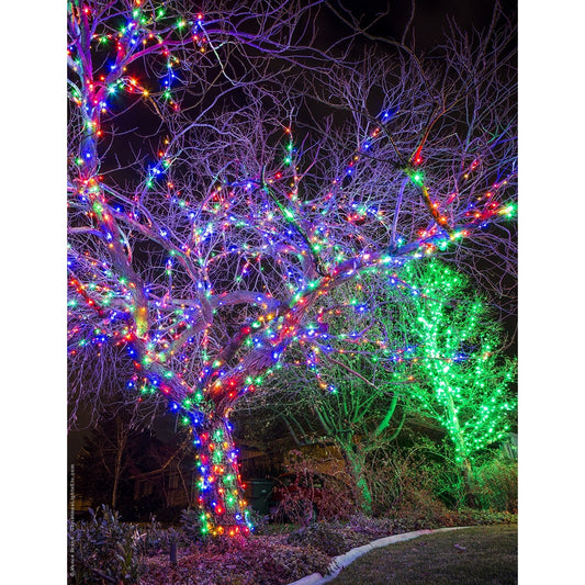 Instalatie de Craciun liniara Yoto, 24 m, din care 1 m cablu priza 220V, 300 LED, 8 jocuri de lumini, controler, fir negru, multicolor-1