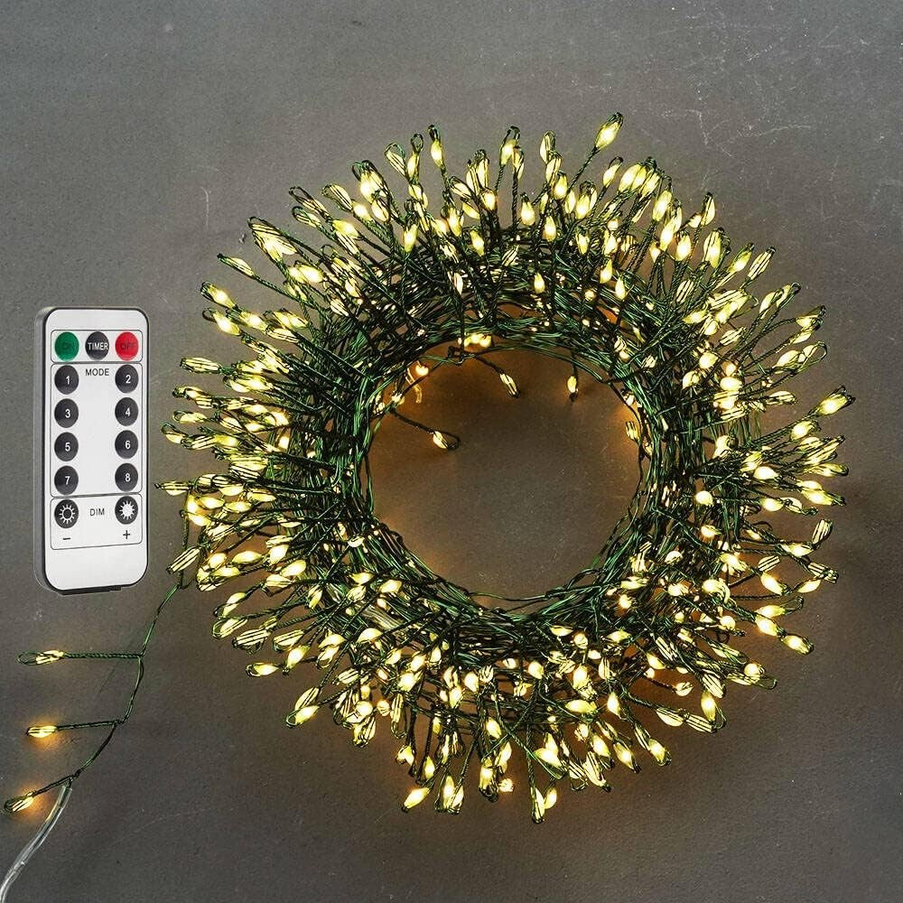 Instalatie Liniara tip Cluster USB cu Telecomanda, 8 Jocuri de Lumini, 3 M, 100 LED-uri, Alb Cald-0