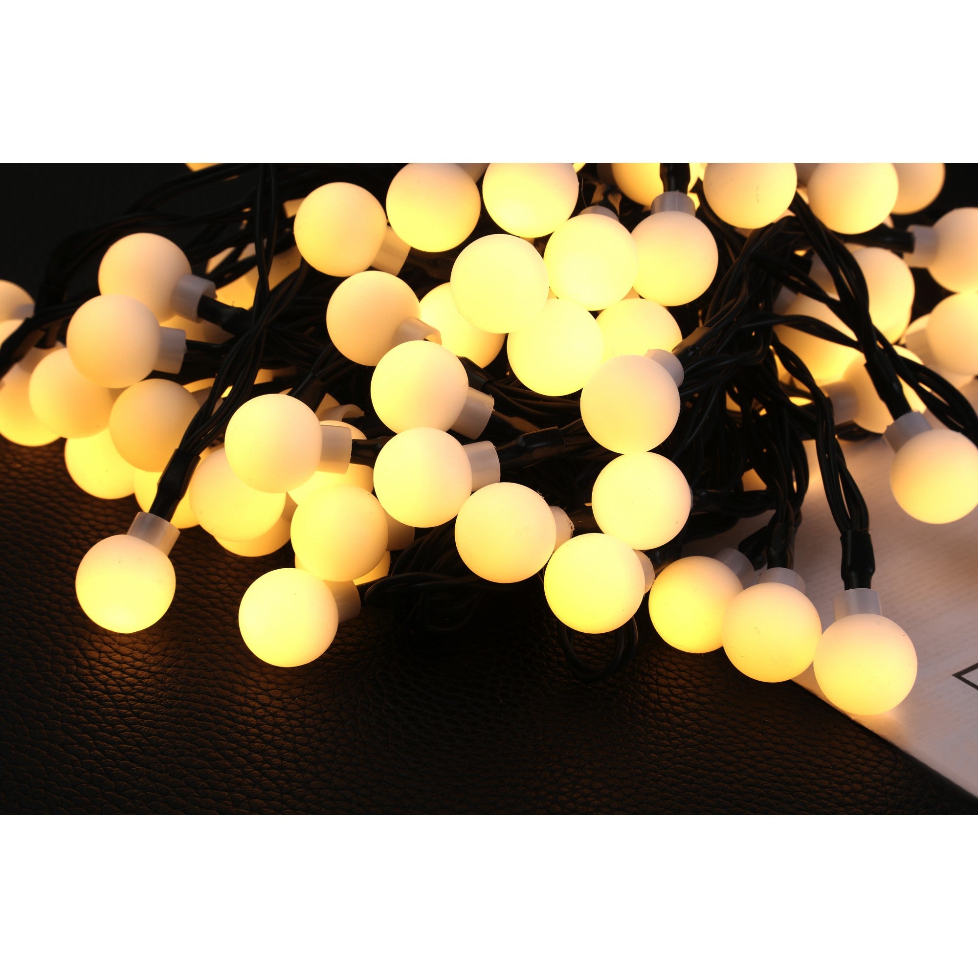 Instalatie luminoasa de Craciun cu LED, 100 LED-uri tip globulete, 12 metri lungime, 8 programe, 2 metri prelungitor, incarcare solara, alb cald, Flippy-7