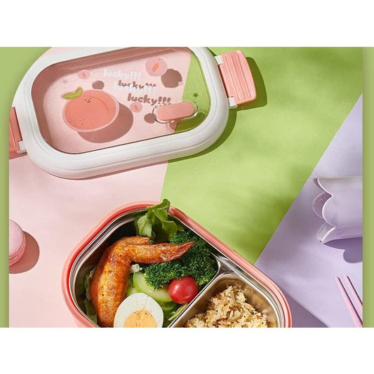 Cutie pentru Pranz sau Gustari, Flippy, cu Doua Compartimente, pentru Copii si Adulti, Etansare, PP, Perfect pentru Scoala si Birou, 1000 mL, 22.5x14.5x8 cm, Roz-1