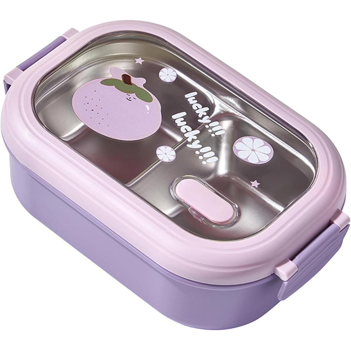 Cutie pentru Pranz sau Gustari, Flippy, cu Doua Compartimente, pentru Copii si Adulti, Etansare, PP, Perfect pentru Scoala si Birou, 1000 mL, 22.5x14.5x8 cm, Mov-5