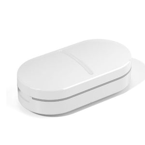 Organizator medicamente, Flippy, Dispozitiv Taiere/Sfaramare Pastile, ideala pentru calatorii, Compartiment depozitare, Alb-0