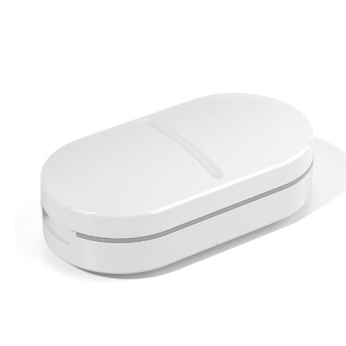 Organizator medicamente, Flippy, Dispozitiv Taiere/Sfaramare Pastile, ideala pentru calatorii, Compartiment depozitare, Alb-0