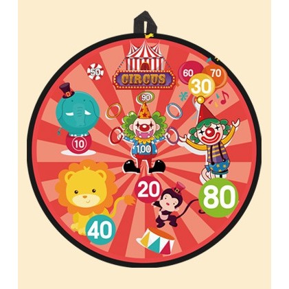 Joc Darts Flippy pentru Copii, Placa Pliabila 36.5 cm, 8 Mingii Velcro/Scai Simple, 2 Mingii Luminoase, Model Circ, Rosu-2