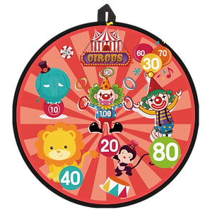 Joc Darts Flippy pentru Copii, Placa Pliabila 36.5 cm, 8 Mingii Velcro/Scai Simple, 2 Mingii Luminoase, Model Circ, Rosu-0