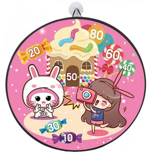 Joc Darts Flippy pentru Copii, Placa Pliabila 36.5 cm, 8 Mingii Velcro/Scai Simple, 2 Mingii Luminoase, Model Acadele, Roz-0