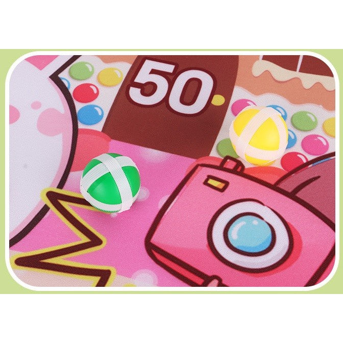 Joc Darts Flippy pentru Copii, Placa Pliabila 36.5 cm, 8 Mingii Velcro/Scai Simple, 2 Mingii Luminoase, Model Acadele, Roz-2