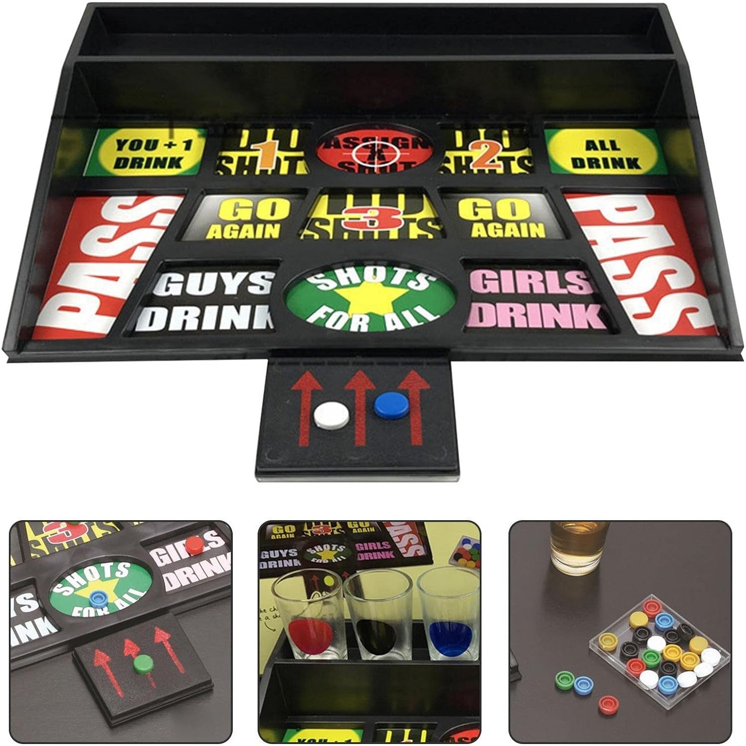 Joc de baut cu banuti Flippy, Pahare de Shot din Sticla Incluse, distractiv si interactiv, 23x28 cm, multicolor-4