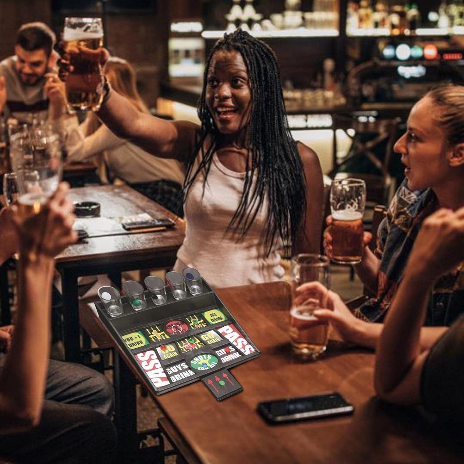 Joc de baut cu banuti Flippy, Pahare de Shot din Sticla Incluse, distractiv si interactiv, 23x28 cm, multicolor-5