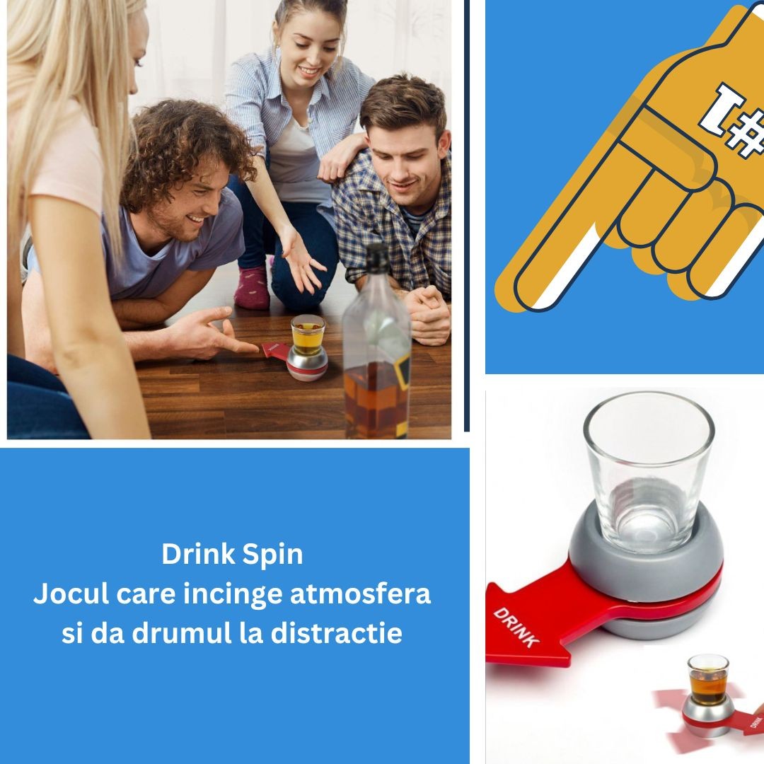 Joc de baut Drink Spin Flippy, 10.3 x 11.5 cm, Pahar de Shot din Sticla, gri-1