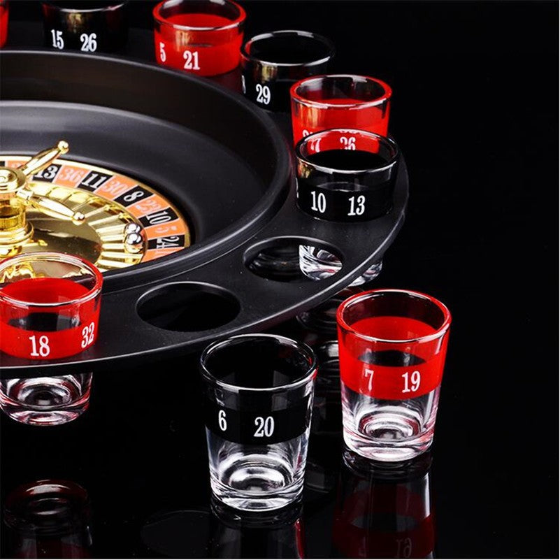 Joc de Baut Ruleta Flippy, cu 16 Pahare de Shot din Sticla , 30 x 30 x 5.5 cm, model 2, Rosu/Negru-5