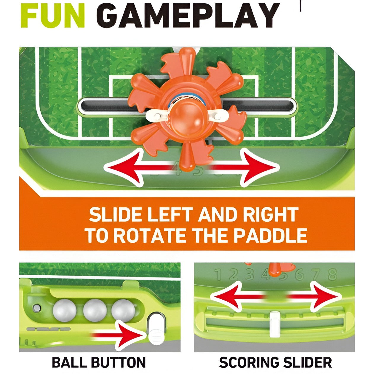 Joc de Masa Interactiv de Fotbal pentru Copii, Flippy, 4 Mingi, Tabela Scor, 40.7x27x14.5 cm, Multicolor-3