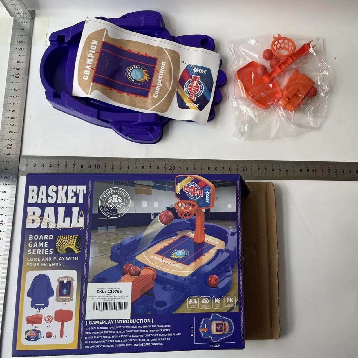 Joc de Masa Mini Baschet Interactiv pentru Copii, Flippy, Mingi Incluse, 25.5x19.5x13.5 cm, Mov-1