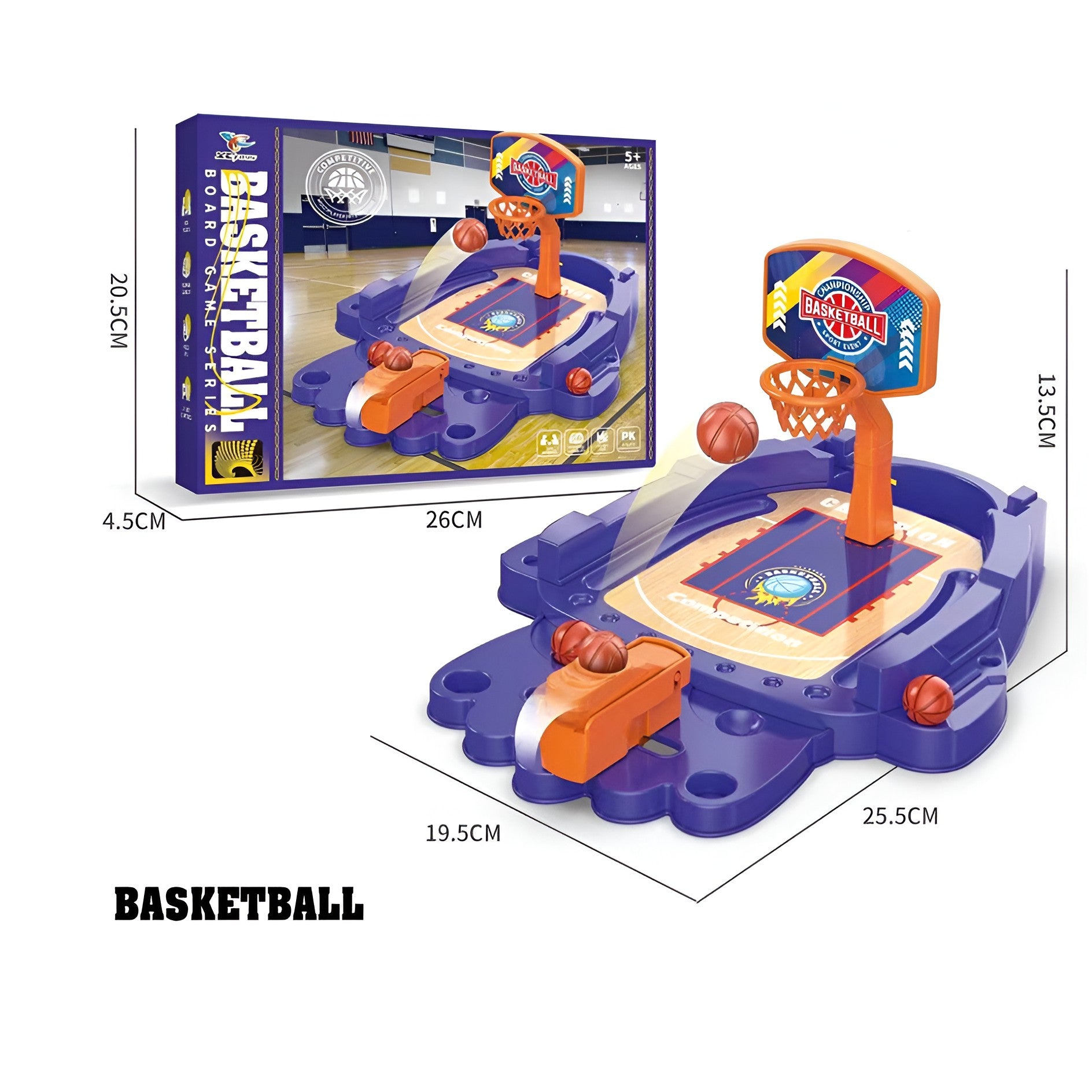 Joc de Masa Mini Baschet Interactiv pentru Copii, Flippy, Mingi Incluse, 25.5x19.5x13.5 cm, Mov-2