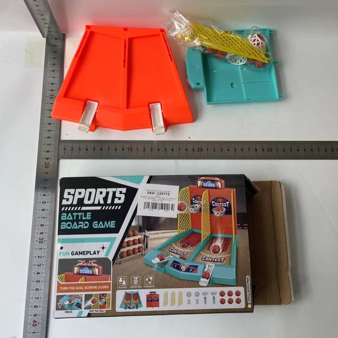 Joc de Masa Mini Baschet Interactiv pentru Copii, Flippy, pentru 2 Jucatori, 6 Mingi Incluse, 22x16.5x18.2 cm, Multicolor-2