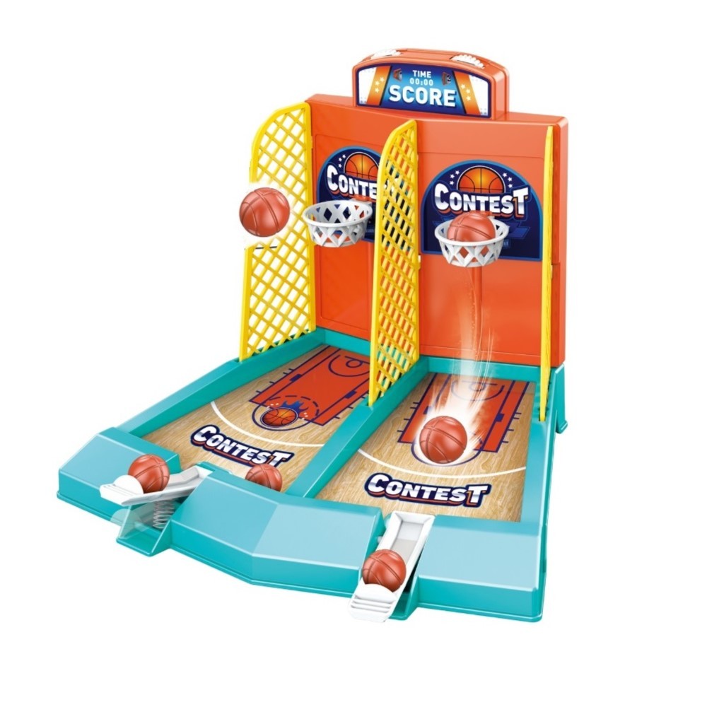 Joc de Masa Mini Baschet Interactiv pentru Copii, Flippy, pentru 2 Jucatori, 6 Mingi Incluse, 22x16.5x18.2 cm, Multicolor-0