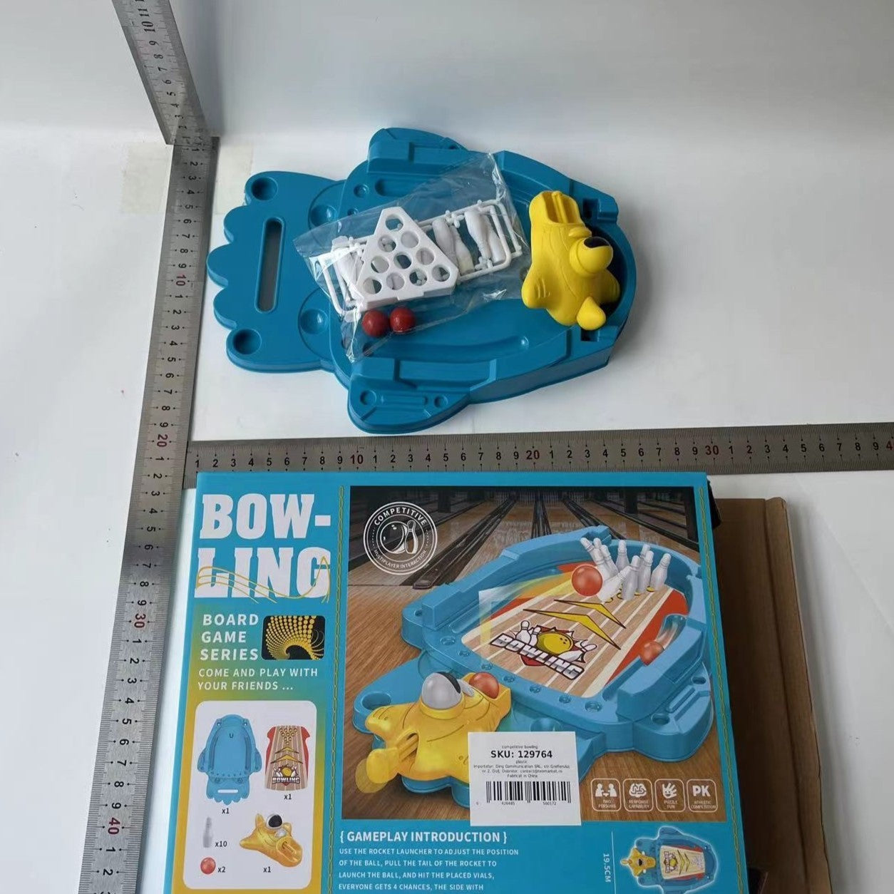 Joc de Masa Mini Bowling Interactiv pentru Copii, Flippy, Mingi si Figurine Incluse, 26.5x19.5x5 cm, Albastru-4