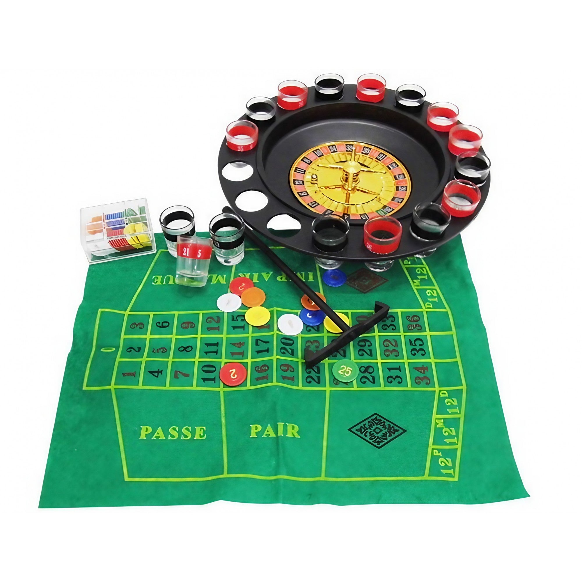 Joc de Ruleta Flippy, cu Pahare de Shot si Plansa de Joc Blackjack, 31 cm, Multicolor-3