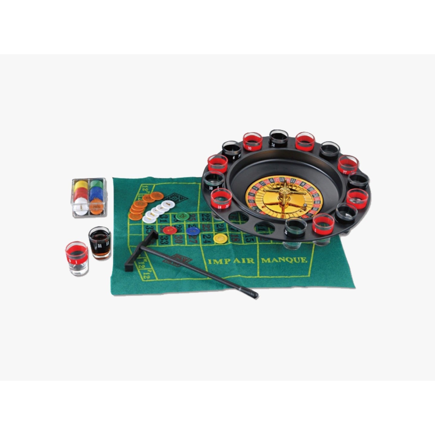 Joc de Ruleta Flippy, cu Pahare de Shot si Plansa de Joc Blackjack, 31 cm, Multicolor-6