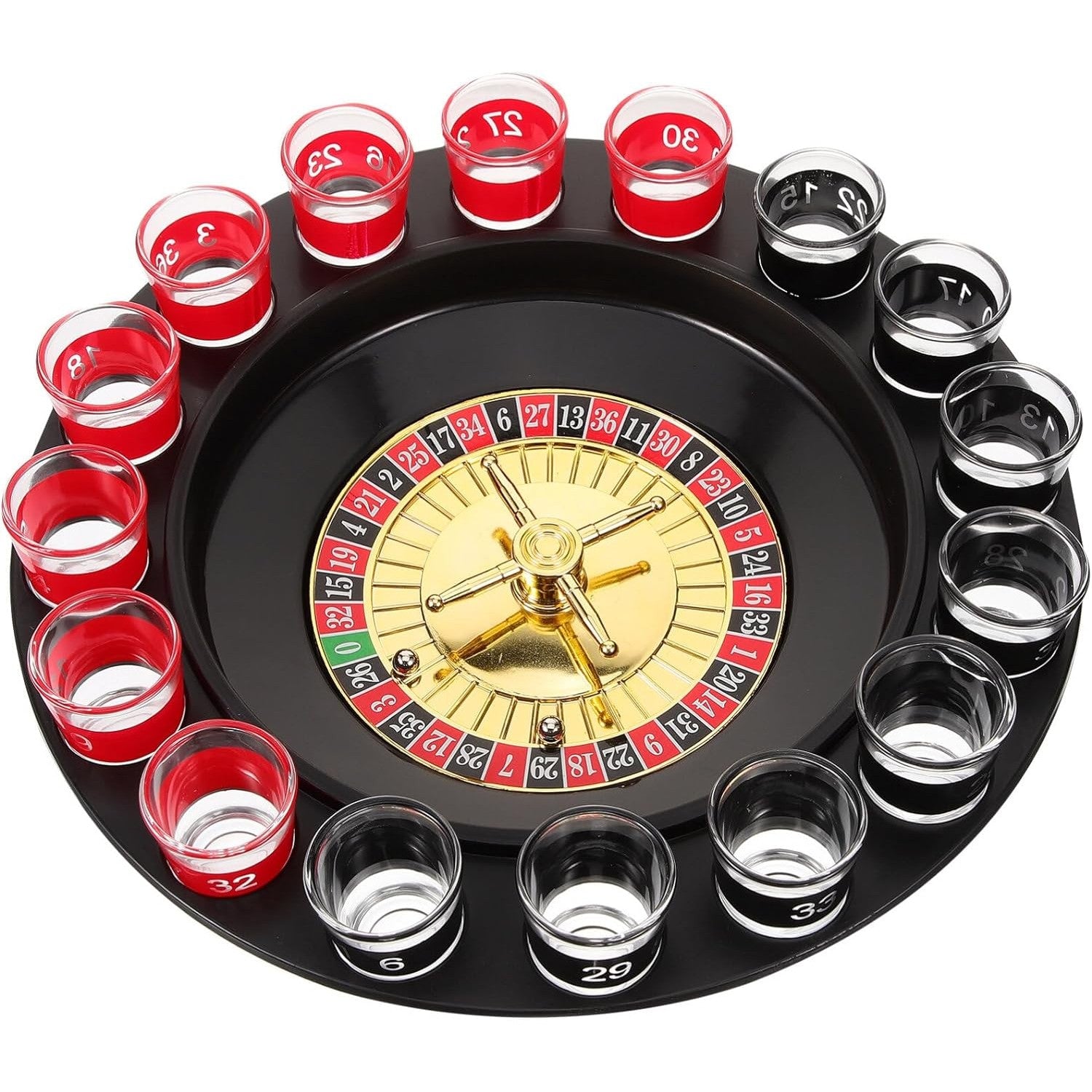Joc de Ruleta Flippy, cu Pahare de Shot si Plansa de Joc Blackjack, 31 cm, Multicolor-9