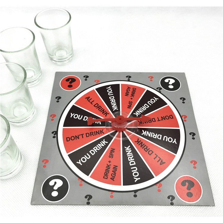 Joc de societate cu 4 pahare de shoturi din sticla Flippy, ruleta norocului, pentru petreceri, 17x17x7.5cm-1