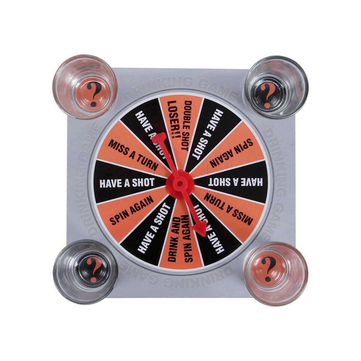 Joc de societate cu 4 pahare de shoturi din sticla Flippy, ruleta norocului, pentru petreceri, 17x17x7.5cm-2
