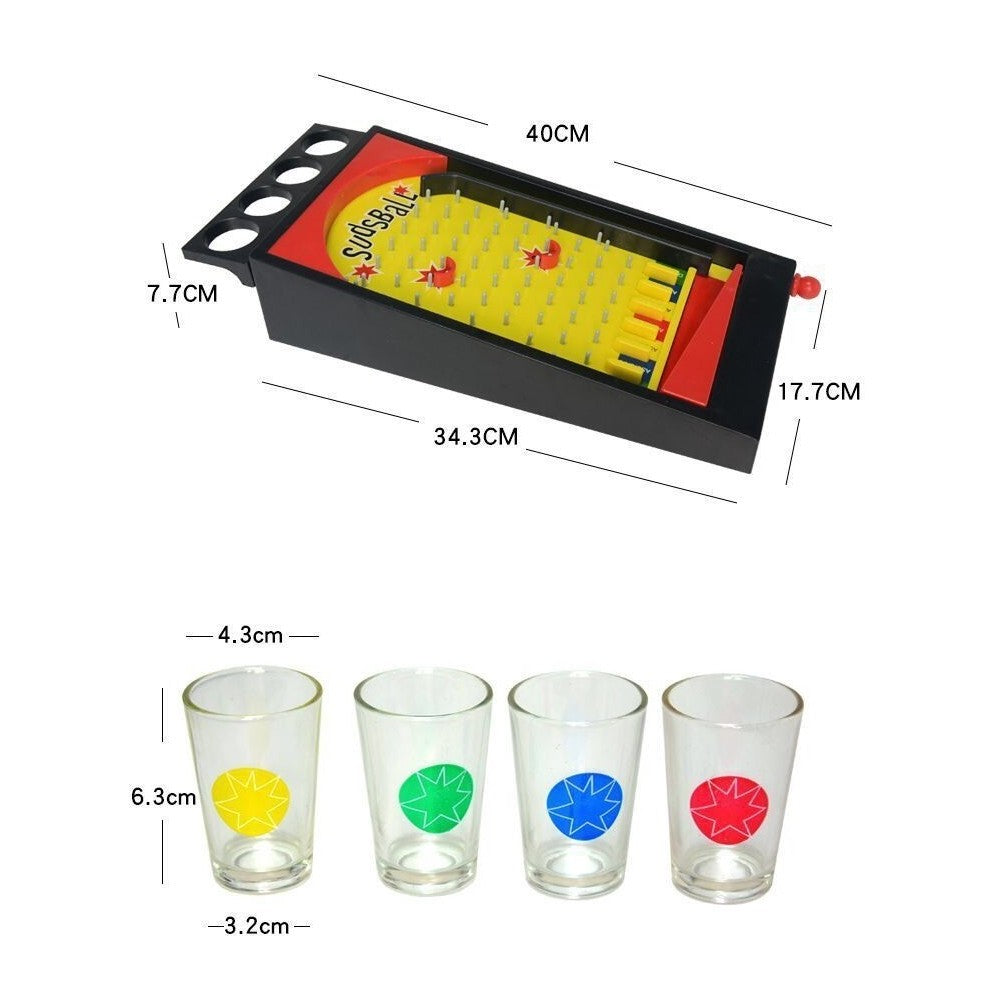 Joc de societate Pinball cu pahare pentru shoturi Flippy, 40 x 17,7 cm, galben-1