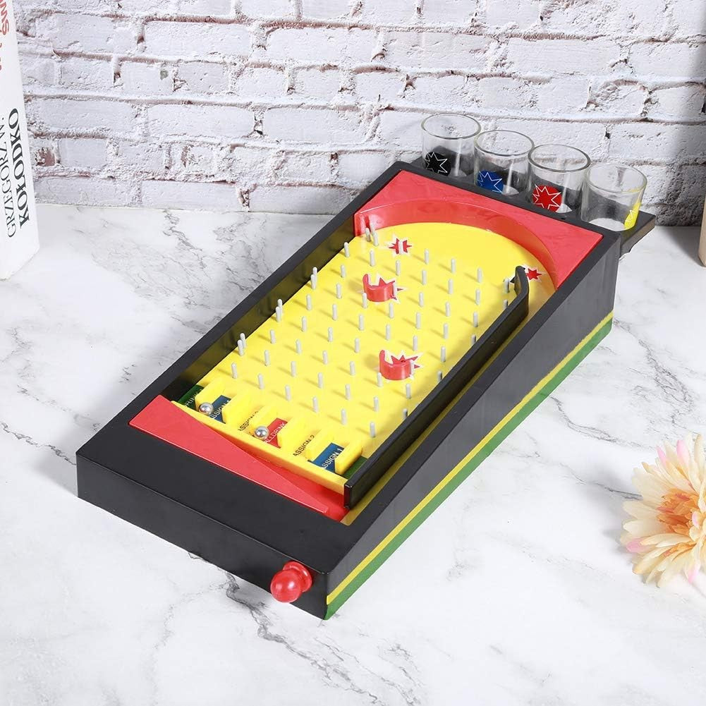 Joc de societate Pinball cu pahare pentru shoturi Flippy, 40 x 17,7 cm, galben-2
