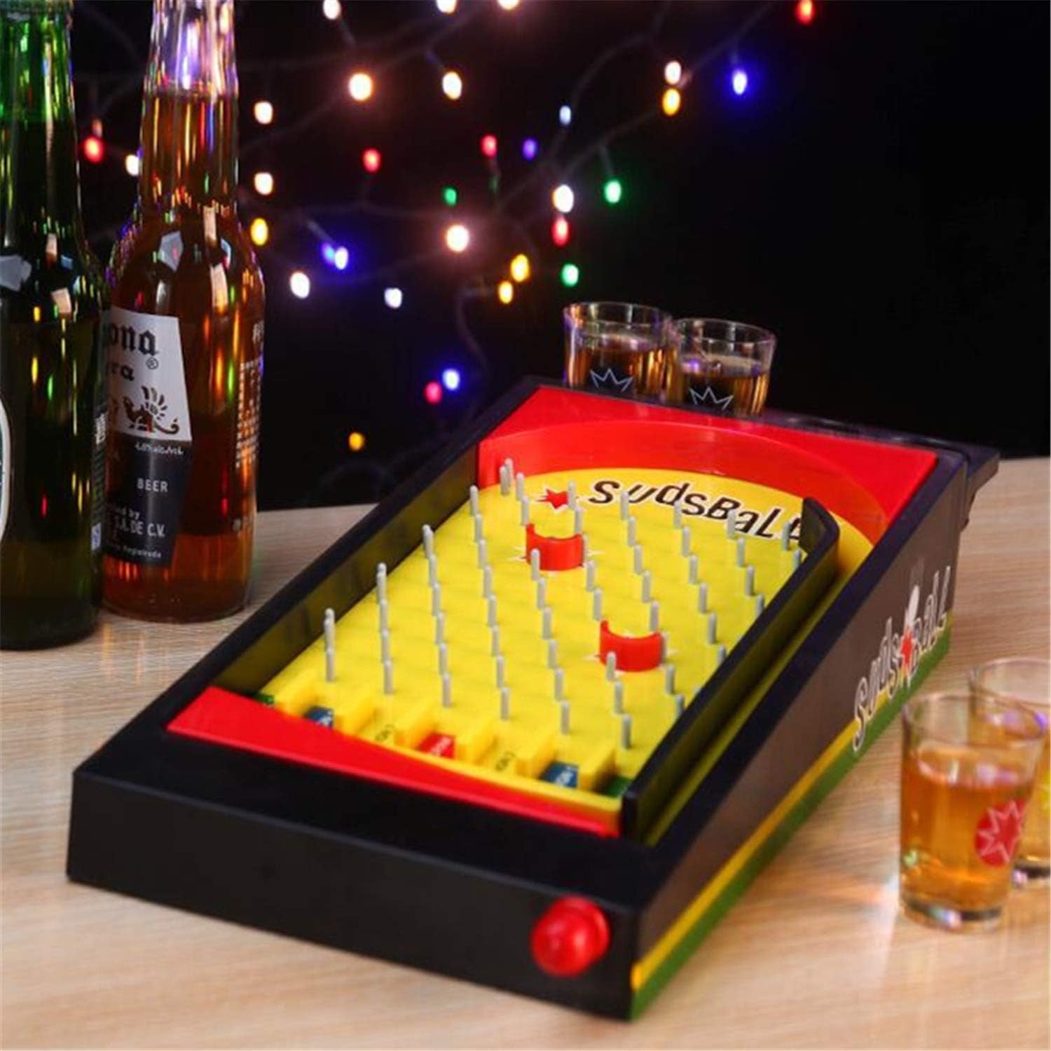Joc de societate Pinball cu pahare pentru shoturi Flippy, 40 x 17,7 cm, galben-4