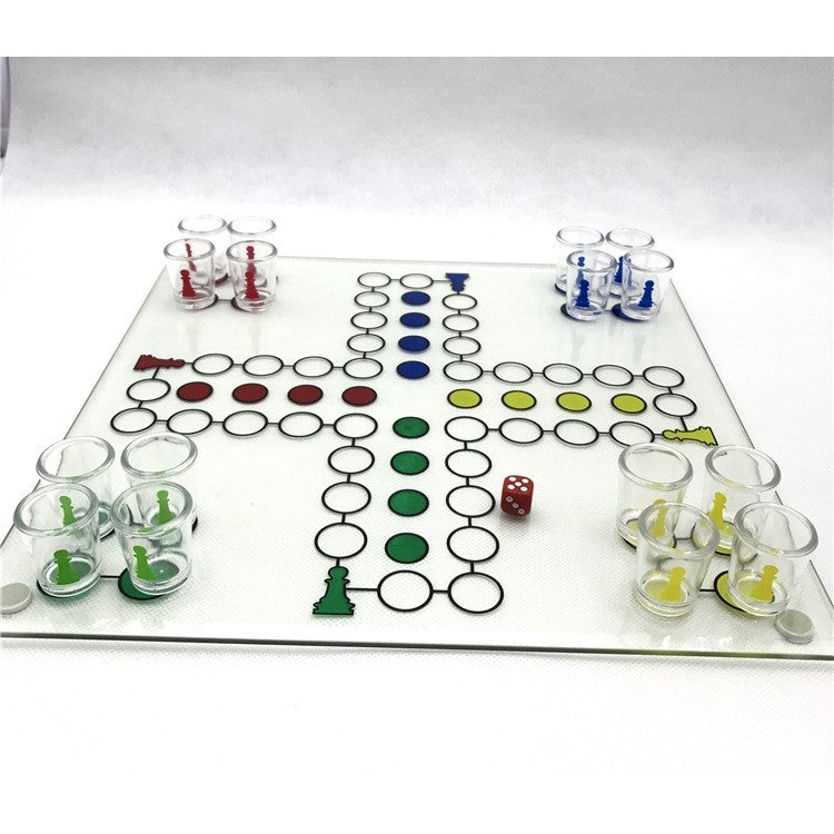 Joc de baut, Nu te supara frate, Flippy, cu pahare de shot din sticla, 30x30 cm, multicolor-2